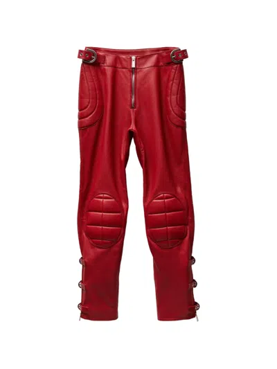 Versace Nappa Biker Trousers In 레드