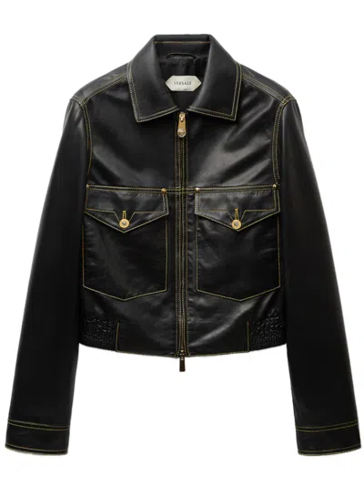 VERSACE VERSACE NAPPA LEATHER JACKET
