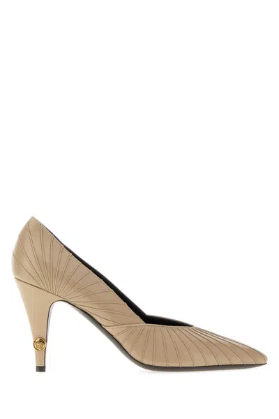 Versace Nappa Leather Pumps In Beige O Tan