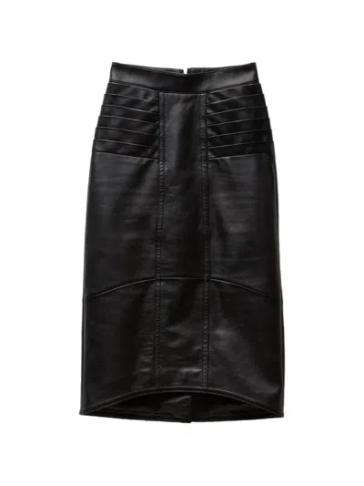 Versace Jupe Mi-longue En Nappa In Black