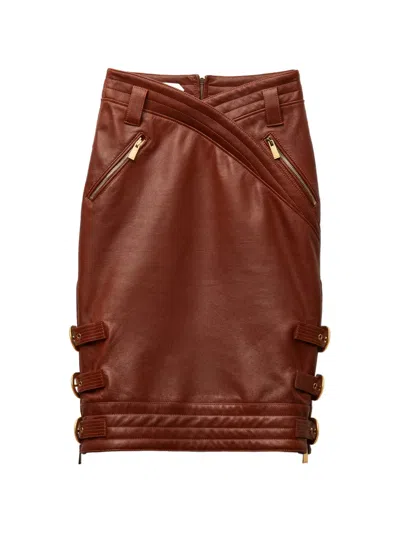 Versace Nappa Midi Skirt In Brown