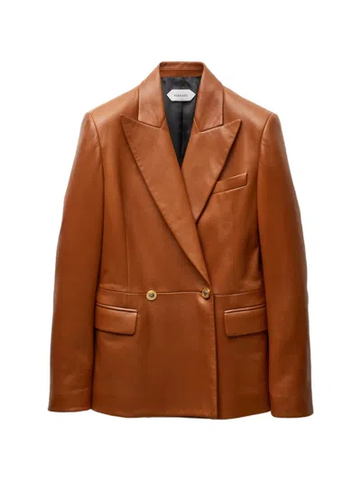 Versace Nappa Plongé Blazer In Brown