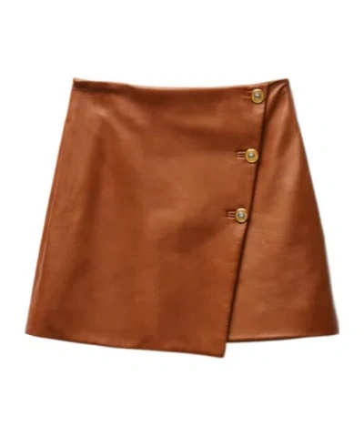 Versace Nappa Plonge Mini Skirt In Brown