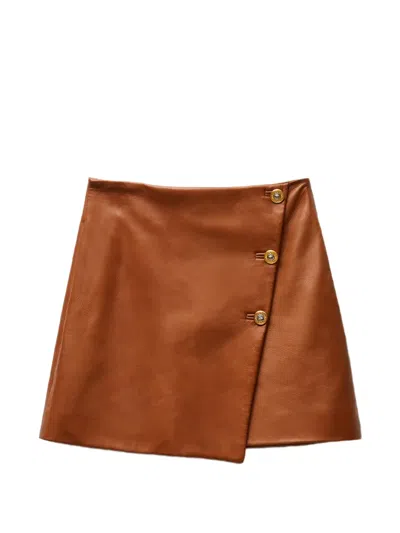 Versace Nappa Plonge Mini Skirt In Brown