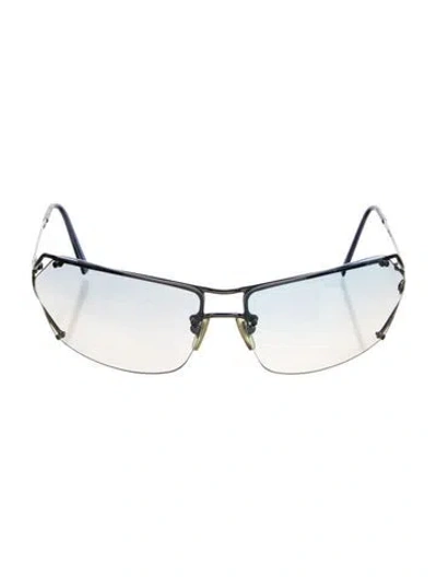 Pre-owned Versace Narrow Gradient Sunglasses In Blue