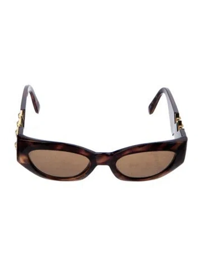 Pre-owned Versace Narrow Tinted Sunglasses In Brown