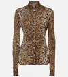 Versace Jacquard Button Up Top In Natural+black