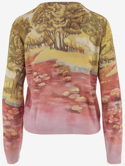 Versace Naturist Print Silk Cardigan In Multi
