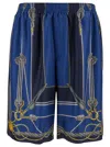 VERSACE 'NAUTICAL' BLUE SHORTS WITH BAROCCO PRINT IN SILK MAN