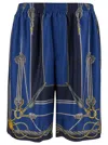 Versace Pattern-printed Elasticated Waistband Bermuda Shorts In Blu