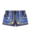 Versace 'nautical' Blue Smiwsuit Trunks With Barocco Motif In Blue