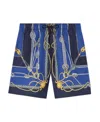 Versace 'nautical' Blue Smiwsuit Trunks With Barocco Motif In Blue