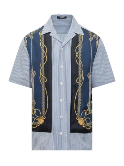 Versace Nautical Shirt In Blu Navy-oro