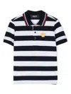Versace Nautical Stripe Cotton Polo Shirt In Blue