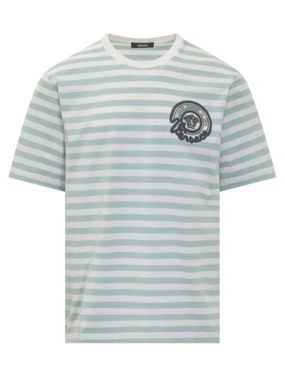 Versace Nautical Stripe T-shirt In Blue
