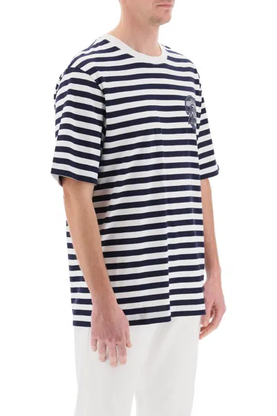 Versace Multicolored Nautical Stripes T-shirt In White