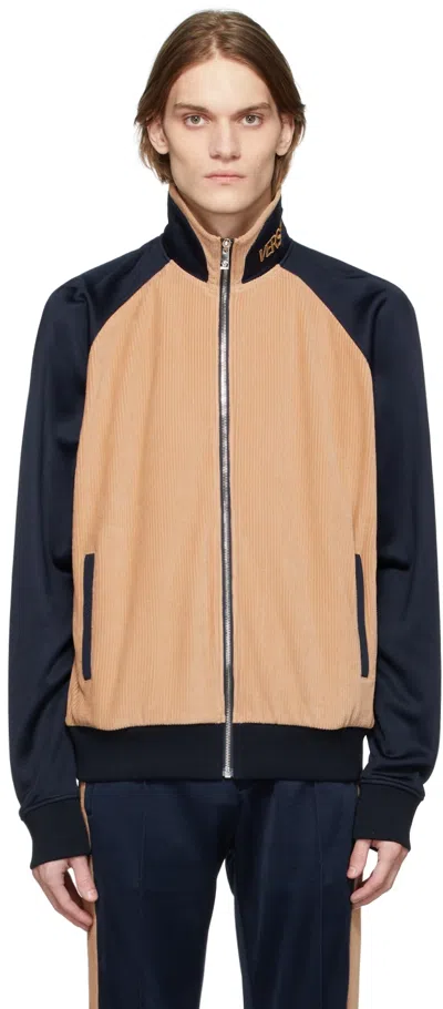 Versace Panelled High-neck Jacket In Nude