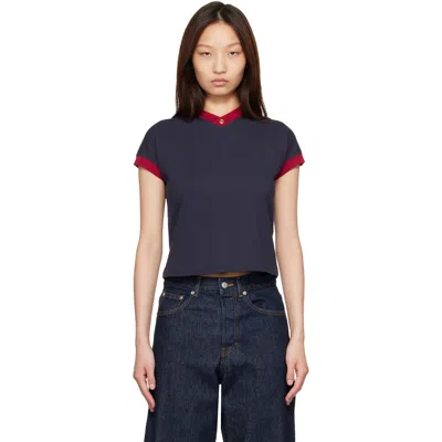 Versace Navy & Red Stretch Cotton-jersey T-shirt