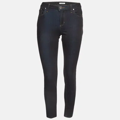 Pre-owned Versace Navy Blue Denim Pocket Embellished Jeans M Waist 28"