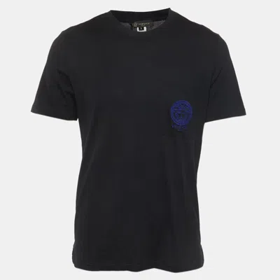 Pre-owned Versace Navy Blue Medusa Logo Detail Jersey Crew Neck T-shirt L