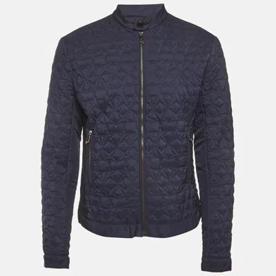 Pre-owned Versace Navy Blue Star Quilted Synthetic Jacket L