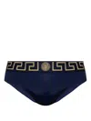 Versace Greca Border Swim Briefs In Blue