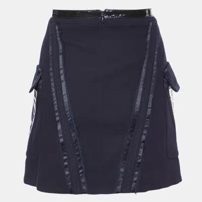 Pre-owned Versace Navy Blue Wool & Silk Mini Skirt M