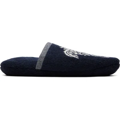 Versace Navy Cotton-terry Jacquard Slippers