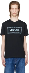 VERSACE NAVY EMBROIDERED T-SHIRT