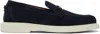 Versace Navy Giuliano Suede Loafers In 1um60-midnight Sky-m