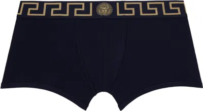 VERSACE NAVY GRECA BORDER BOXER BRIEFS