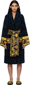 Versace Navy 'i Heart Baroque' Bathrobe In Z4002-blue