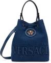 Versace Navy 'la Medusa' Denim Bucket Bag In 1uc7v-navy Blue-vers