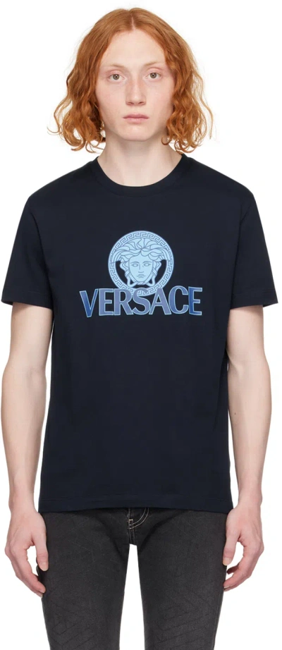 Versace Navy Medusa T-shirt In Navy Blue