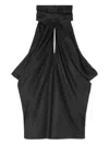 Versace Draped Halterneck Top Keyhole Detail In Black