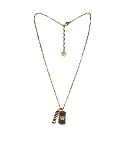 Versace Necklace With Bicolor 'medusa And Logo' In Gold