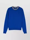 Versace Neckline Contrast Long Sleeves Ribbed Cuffs In Blue