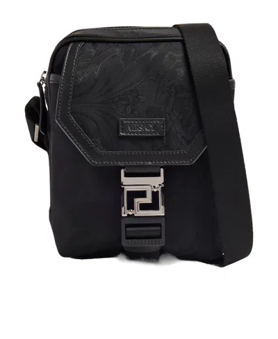 Versace Neo Nylon Crossbody Bag In Black