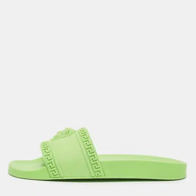 Versace Neon Green Rubber Palazzo Pool Slides