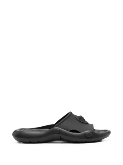 Versace Nettuno Medusa Head Open-toe Sliders In Black