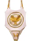Versace Heritage Print One-piece Swimsuit In Neutrals