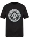 Versace Chain Crest Print Crewneck T-shirt In Black