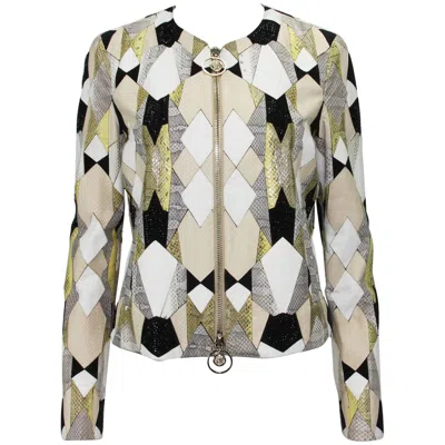 Pre-owned Versace New $14, 850  Water Snake Medusa Swarovski Crystal Embellished Jacket 40 In Gray