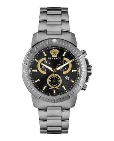 Versace New Chrono Chronograph Watch In Gray