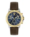 Versace New Chrono Strap Watch In Brown