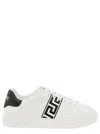 VERSACE VERSACE NEW GRECA WHITE LOW TOP SNEAKERS WITH LOGO DETAIL IN VEGAN LEATHER MAN
