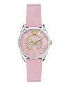 Versace V-circle 36mm Stainless Steel Watch With Grosgrain Strap, Pink In Multi