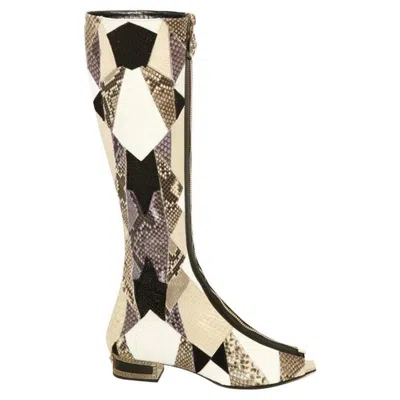 Pre-owned Versace New  Crystal Embelished Water Snake Gladiator Boots With Open Toe 37 - 7 In Sand