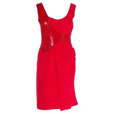 Pre-owned Versace New  Embellished Red Dress