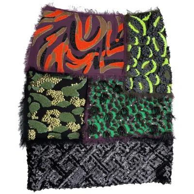 Pre-owned Versace New  Fully Embellished Beaded Patchwork Mini Skirt It. 38 - Us 4 In Black